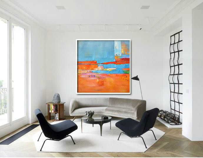 Extra Large 72" Acrylic Painting,Oversized Contemporary Art,Contemporary Canvas Paintings,Red,Blue,Orange,Yellow,Pink.etc